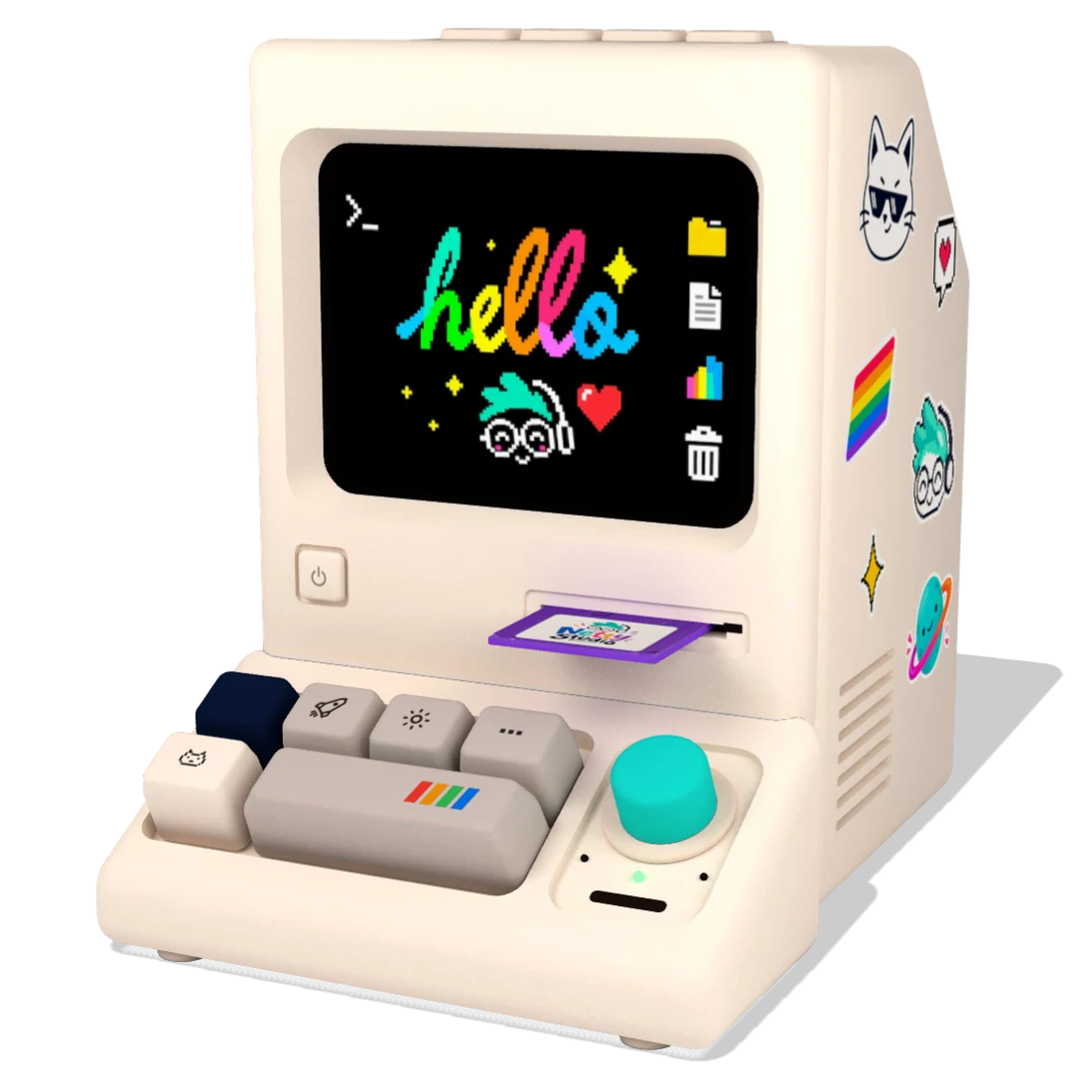 Computador retro de Netty Studio con un disquete en la ranura